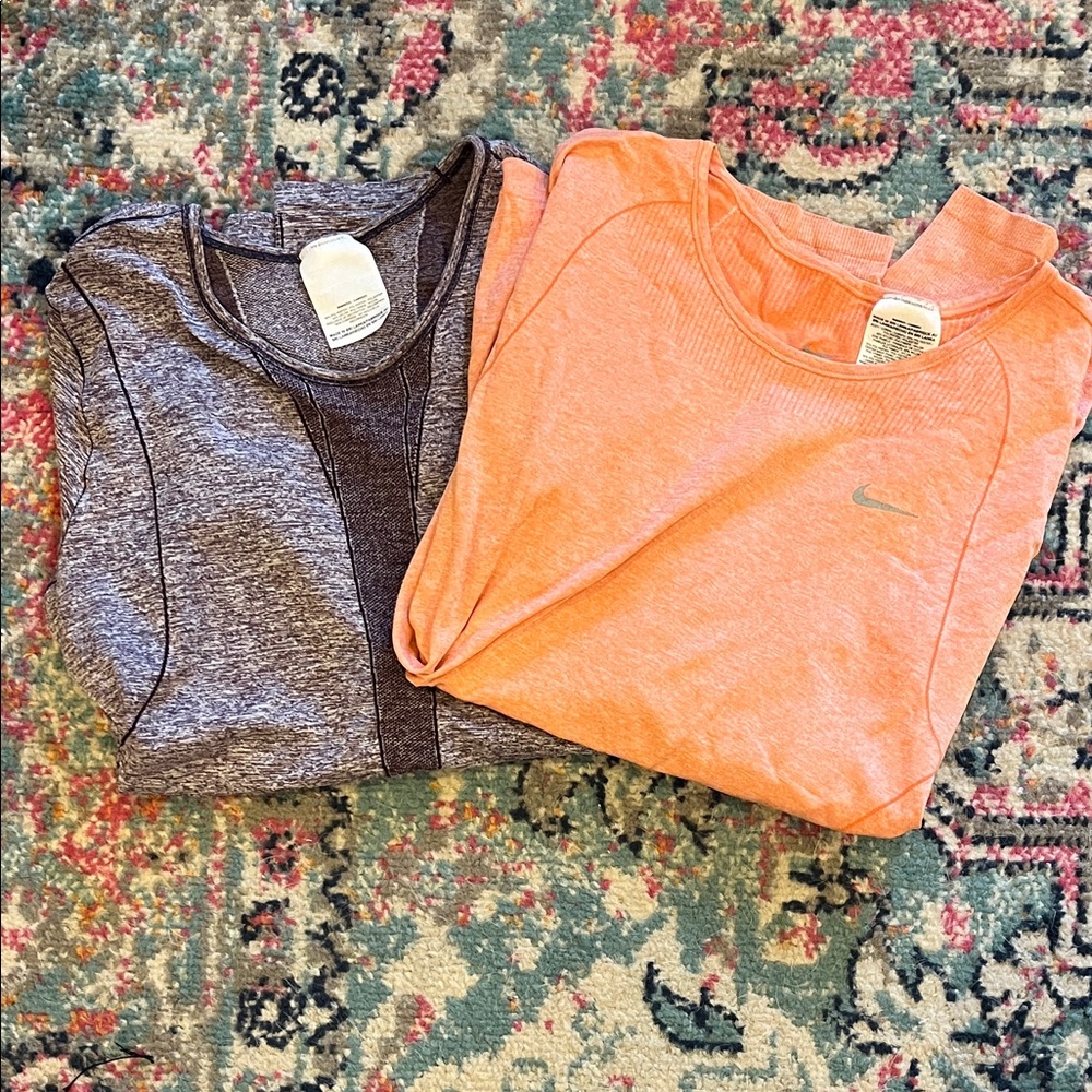 Nike Long Sleeve Running Tops Bundle – Size XL (Orange & Purple-Gray)